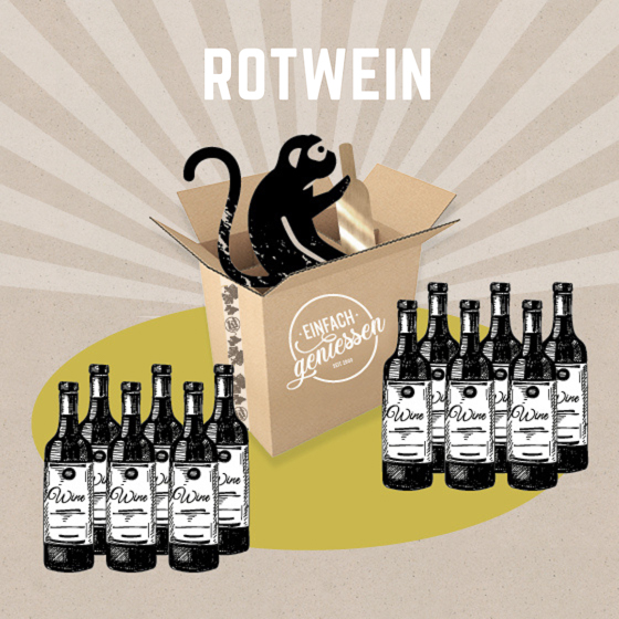 Affe im Karton: 12 Rotweine mit mind. 25% Rabatt