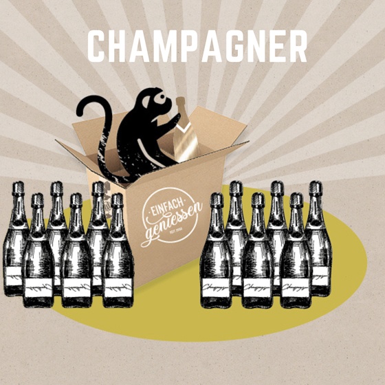 Affe im Karton: 12 Champagner mit rund 20% Rabatt